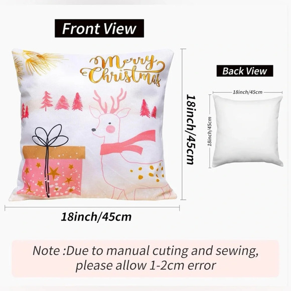6 Pack Christmas Pillow Covers 18 x 18 Inch Brand New Washable Canvas Zipper - Picture 11 of 12